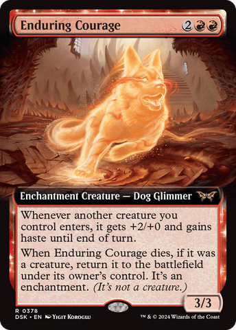 Enduring Courage (Extended Art) [Duskmourn: House of Horror] Magic: The Gathering