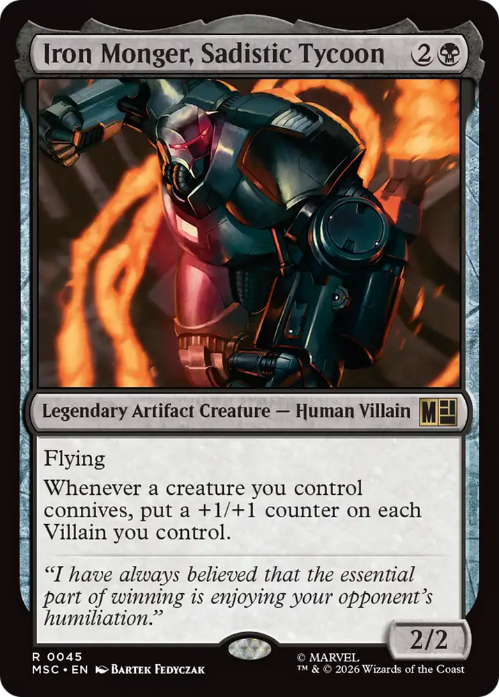 Iron Monger, Sadistic Tycoon (Surge Foil) [Marvel Super Heroes Commander] Magic: The Gathering