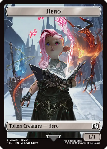 Bird // Hero (0005) Double Sided Token [FINAL FANTASY Commander Tokens] Magic: The Gathering