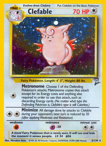 Clefable (5/130) [Base Set 2] Pokémon