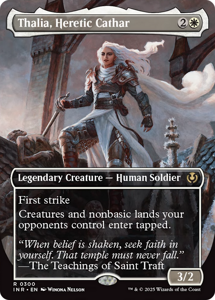 Thalia, Heretic Cathar (borderless) [Innistrad Remastered] Magic: The Gathering