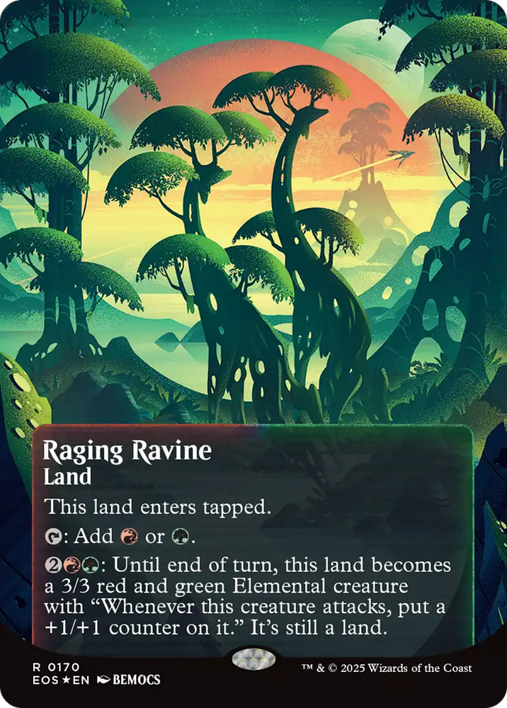 Raging Ravine (0170) (Borderless) (Galaxy Foil) [Edge of Eternities: Stellar Sights] Magic: The Gathering