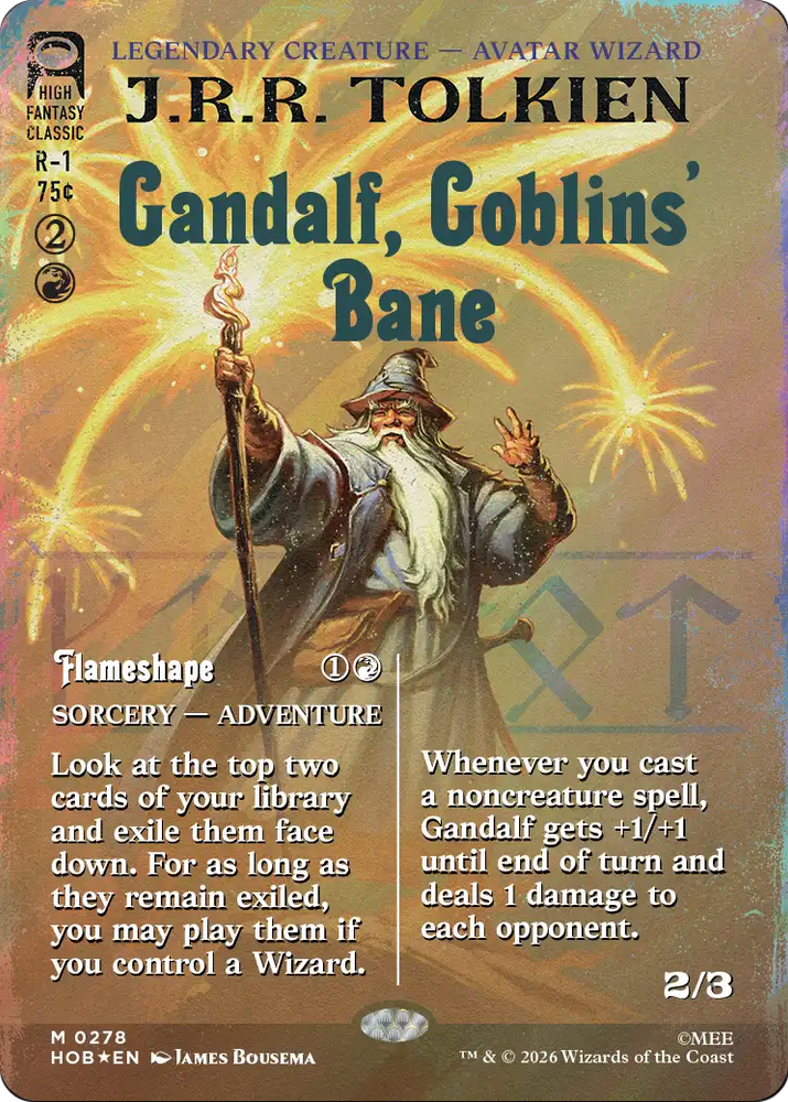 Gandalf, Goblins' Bane (Borderless) (Surge Foil) [The Hobbit] Magic: The Gathering