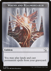 Treasure (21) // Wrenn and Realmbreaker Emblem Double-Sided Token [March of the Machine Tokens] Magic: The Gathering