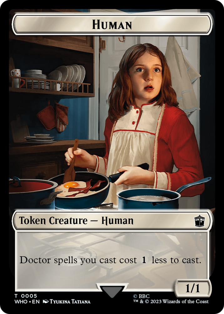 Human (0005) // Clue (0023) Double-Sided Token [Doctor Who Tokens] Magic: The Gathering