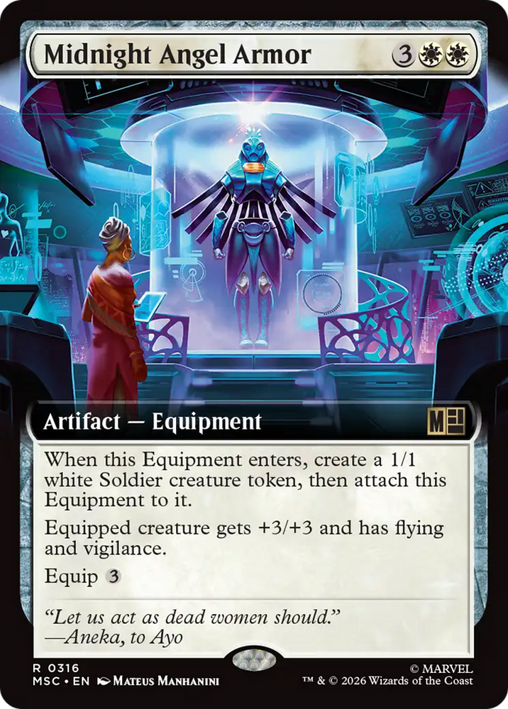 Midnight Angel Armor (Extended Art) [Marvel Super Heroes Commander] Magic: The Gathering