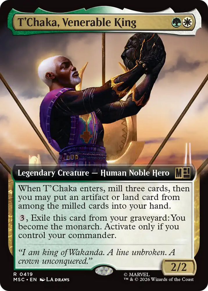 T'Chaka, Venerable King (Extended Art) [Marvel Super Heroes Commander] Magic: The Gathering