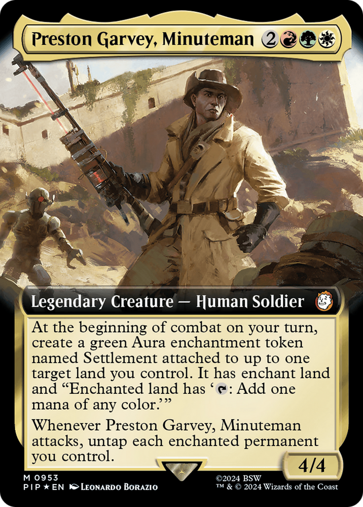 Preston Garvey, Minuteman (Extended Art) (Surge Foil) [Fallout] Magic: The Gathering