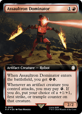 Assaultron Dominator (Extended Art) (Surge Foil) [Fallout] Magic: The Gathering
