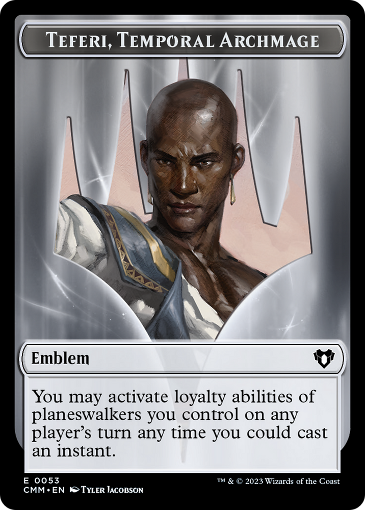 Clue // Emblem - Teferi, Temporal Archmage Double-Sided Token [Commander Masters Tokens] Magic: The Gathering