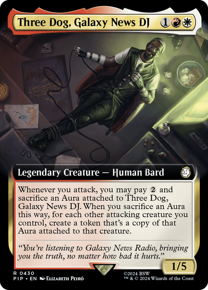Three Dog, Galaxy News DJ (Extended Art) [Fallout] Magic: The Gathering