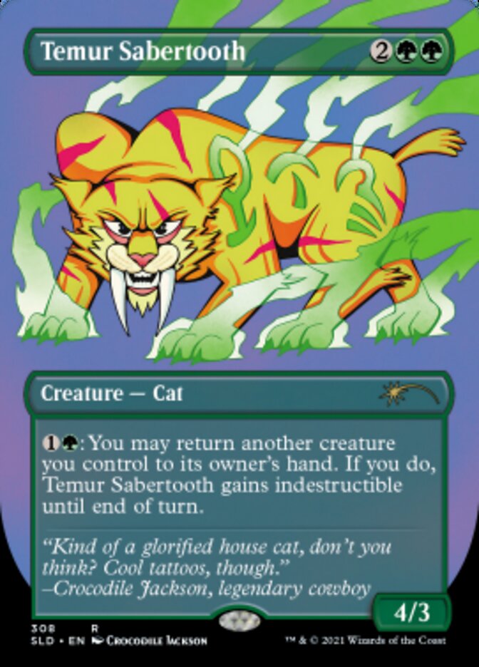 Temur Sabertooth (Borderless) (Foil Etched) [Secret Lair Drop Series] Magic: The Gathering