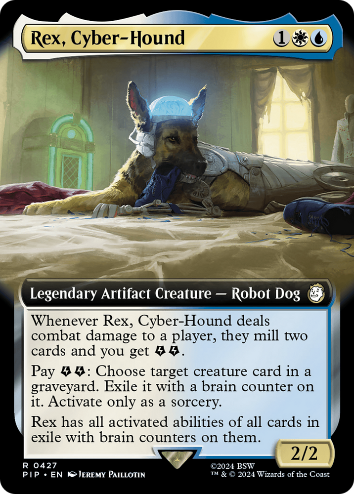 Rex, Cyber-Hound (Extended Art) [Fallout] Magic: The Gathering