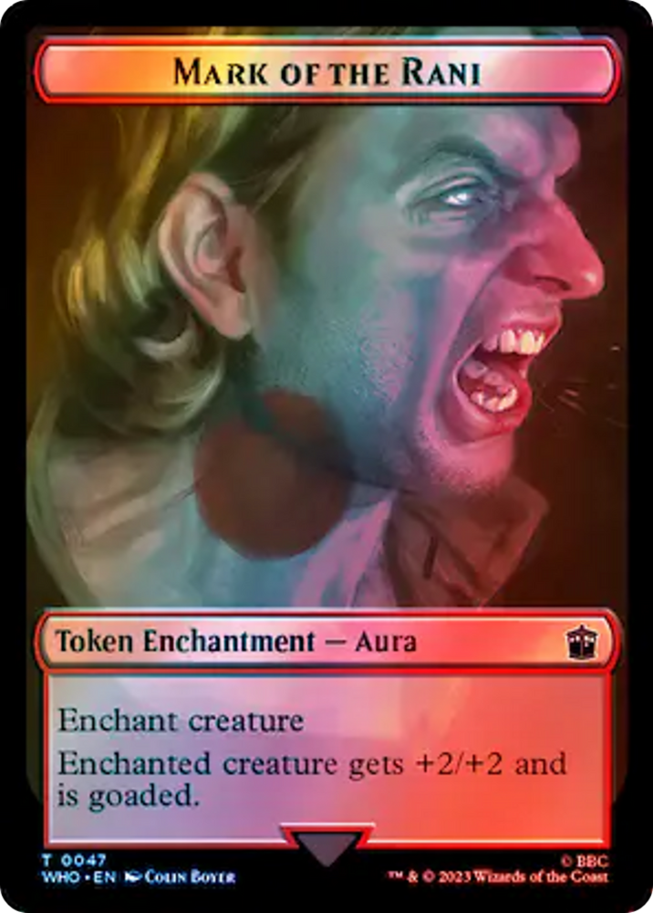Fish // Mark of the Rani Double-Sided Token (Surge Foil) [Doctor Who Tokens] Magic: The Gathering