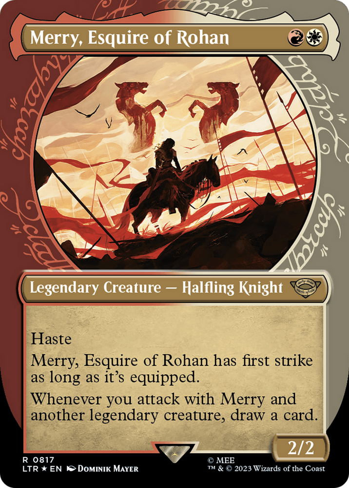 Merry, Esquire of Rohan (Showcase) (Surge Foil) [The Lord of the Rings: Tales of Middle-Earth] Magic: The Gathering