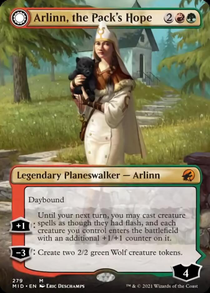 Arlinn, the Pack's Hope // Arlinn, the Moon's Fury (Borderless) [Innistrad: Midnight Hunt] Magic: The Gathering