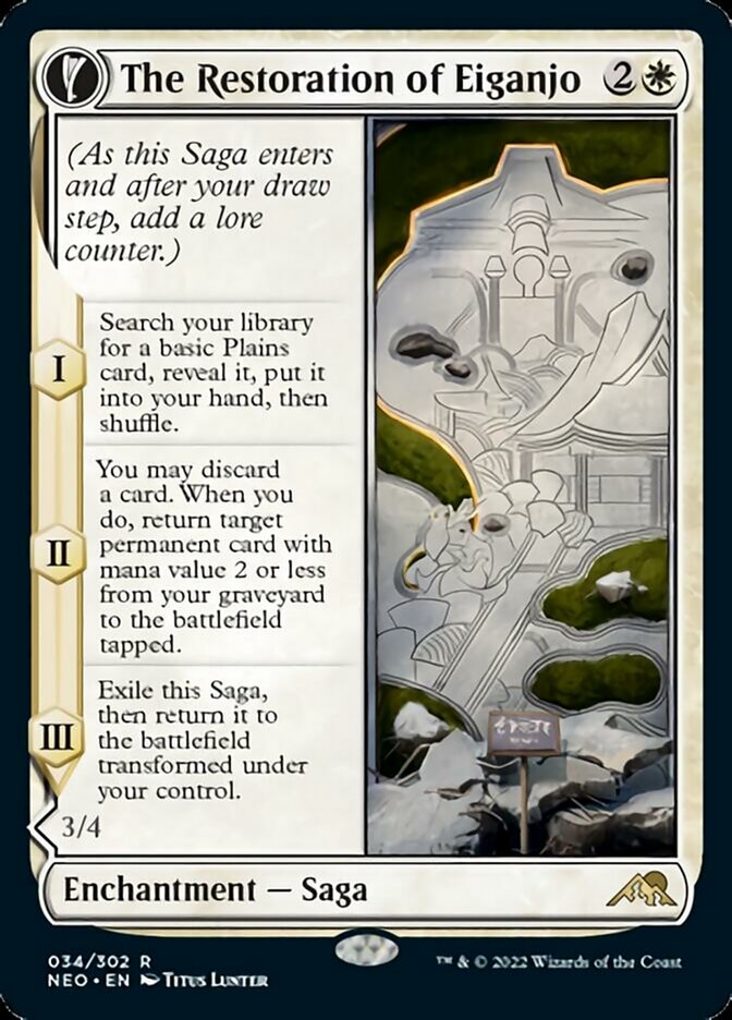 The Restoration of Eiganjo // Architect of Restoration [Kamigawa: Neon Dynasty] Magic: The Gathering