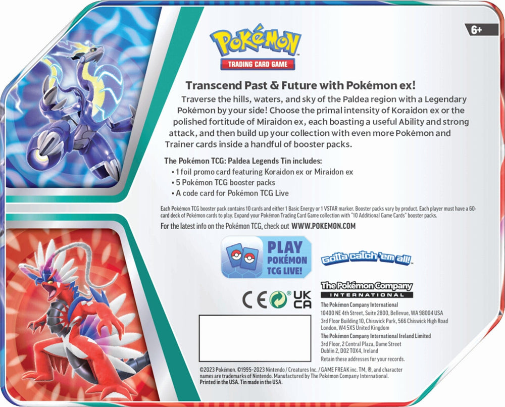 Paldea Legends Tins (Miraidon ex) Pokémon