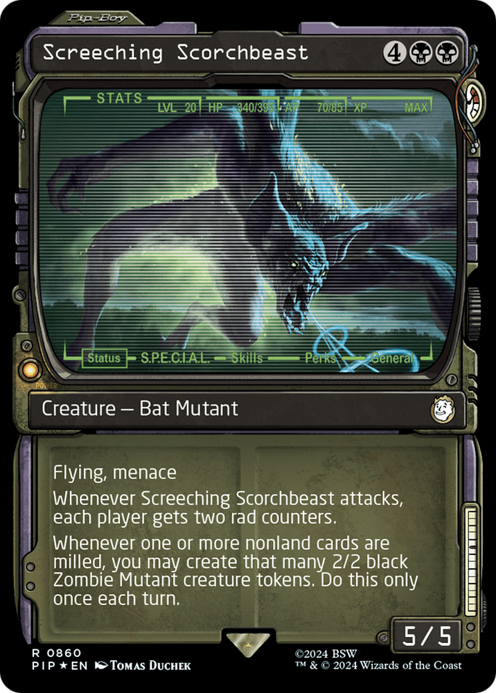 Screeching Scorchbeast (Showcase) (Surge Foil) [Fallout] Magic: The Gathering