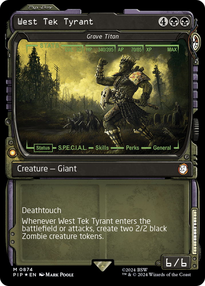 West Tek Tyrant - Grave Titan (Showcase) (Surge Foil) [Fallout] Magic: The Gathering