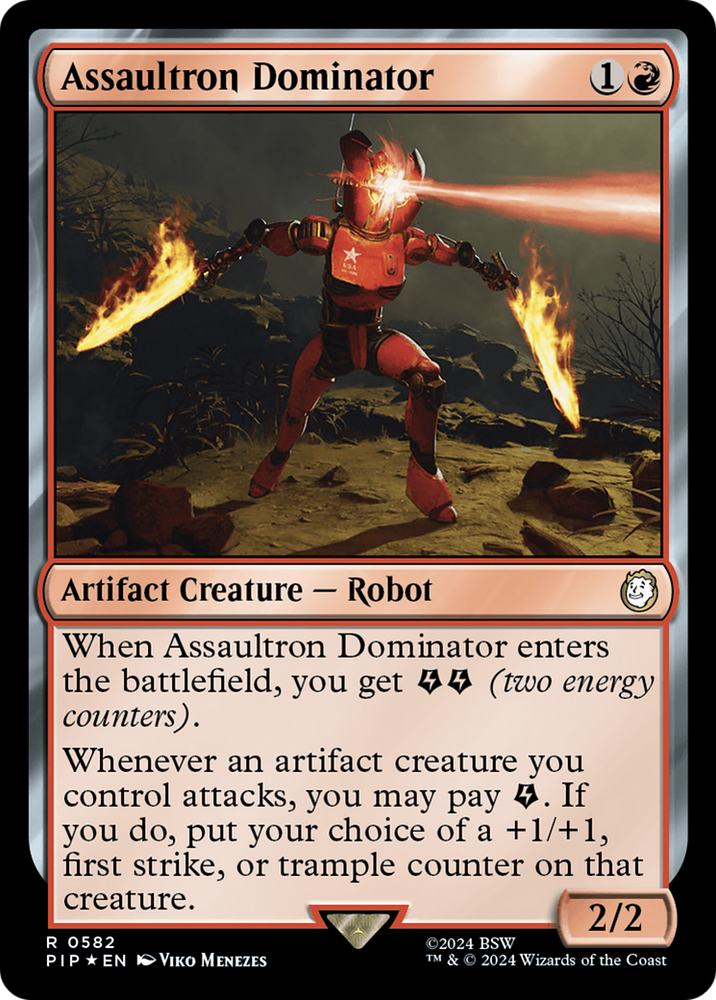 Assaultron Dominator (Surge Foil) [Fallout] Magic: The Gathering