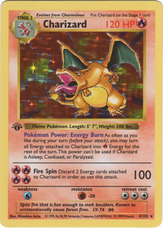 Charizard (4/102) (Shadowless) [Base Set 1st Edition] Pokémon
