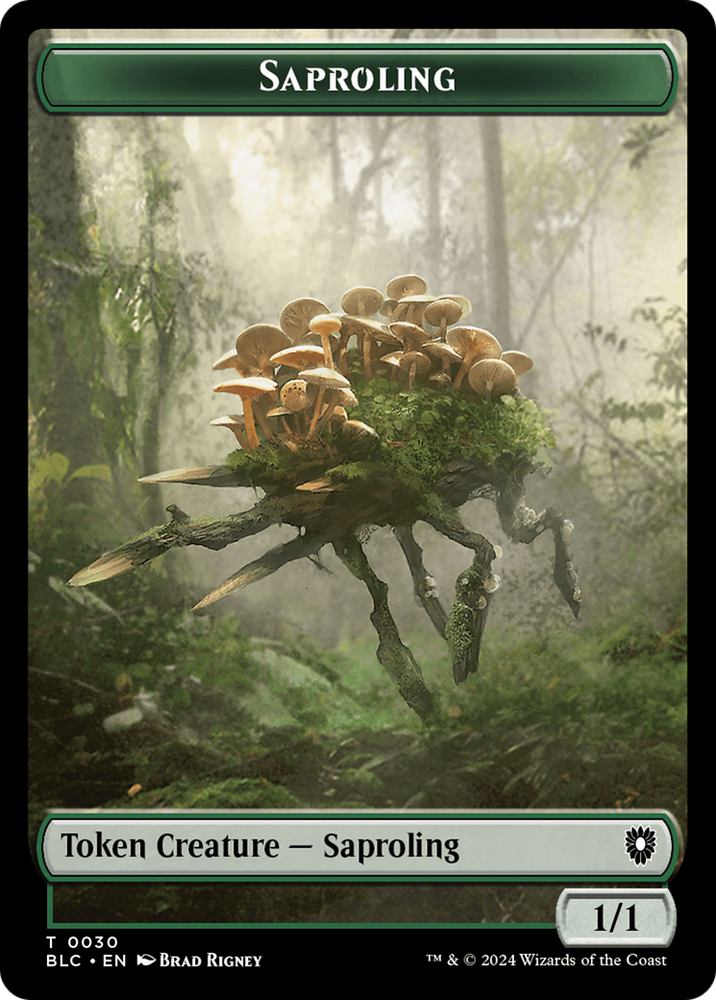 Saproling // Treasure Double-Sided Token [Bloomburrow Commander Tokens] Magic: The Gathering