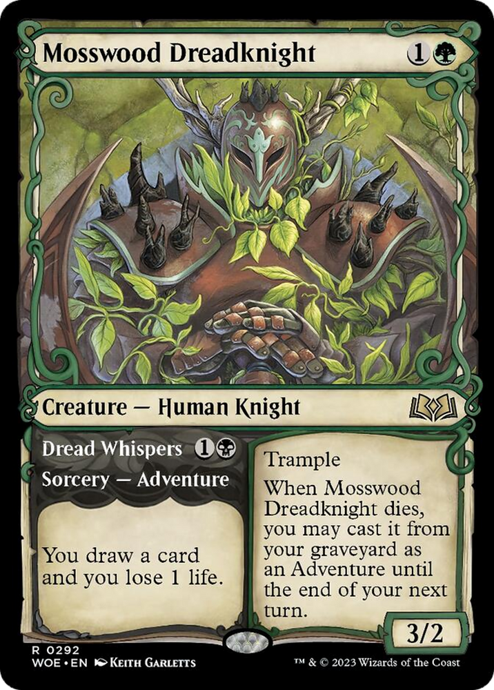 Mosswood Dreadknight // Dread Whispers (Showcase) [Wilds of Eldraine] Magic: The Gathering