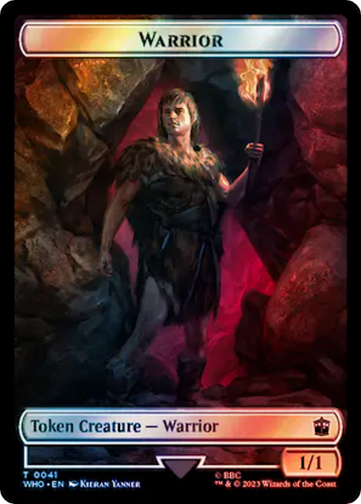 Warrior // Beast (0049) Double-Sided Token (Surge Foil) [Doctor Who Tokens] Magic: The Gathering