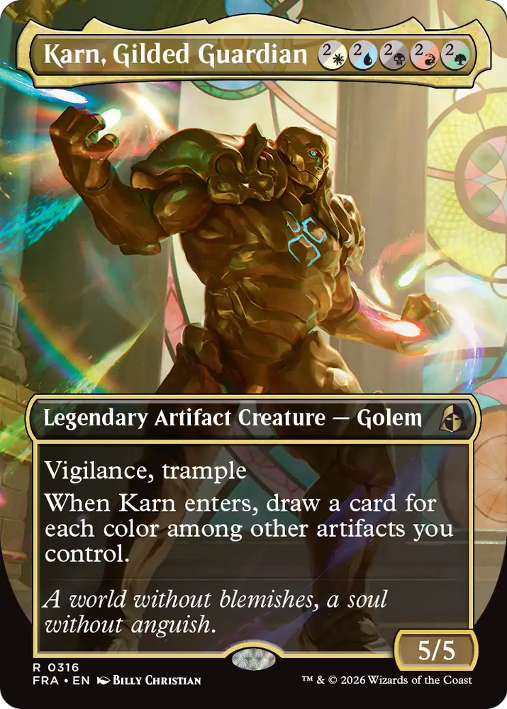 Karn, Gilded Guardian (Borderless) [Reality Fracture] Magic: The Gathering
