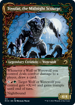Tovolar, Dire Overlord // Tovolar, the Midnight Scourge (Showcase Equinox) [Innistrad: Midnight Hunt] Magic: The Gathering