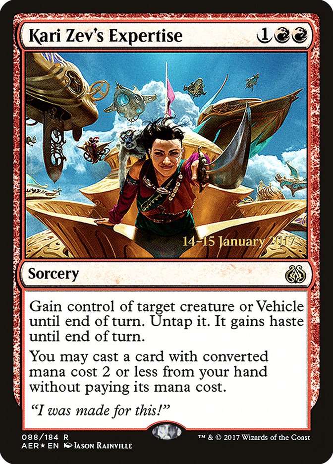 Kari Zev's Expertise [Aether Revolt Prerelease Promos] Magic: The Gathering