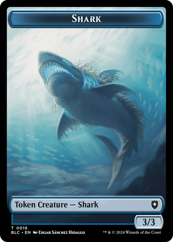 Bird (011) // Shark Double-Sided Token [Bloomburrow Commander Tokens] Magic: The Gathering