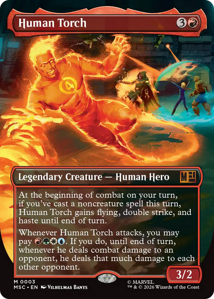 Human Torch (Borderless) [Marvel Super Heroes Commander] Magic: The Gathering