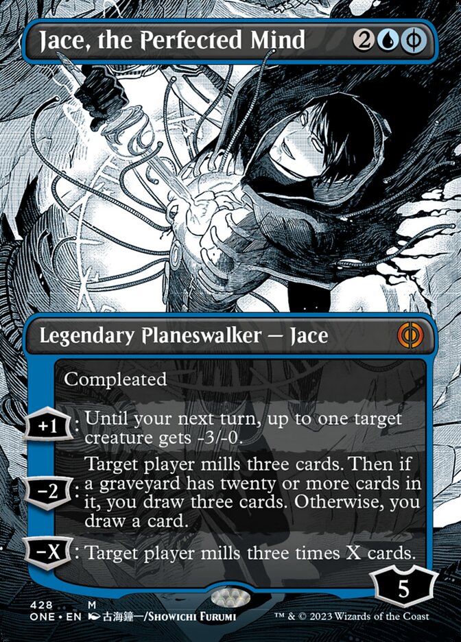 Jace, the Perfected Mind (Borderless Manga Step-and-Compleat Foil) [Phyrexia: All Will Be One] Magic: The Gathering