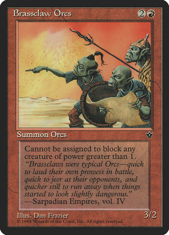 Brassclaw Orcs (Dan Frazier) [Fallen Empires] Magic: The Gathering
