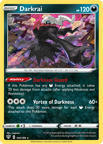 Darkrai (105/189) (Cosmos Holo) [Sword & Shield: Darkness Ablaze] Pokémon