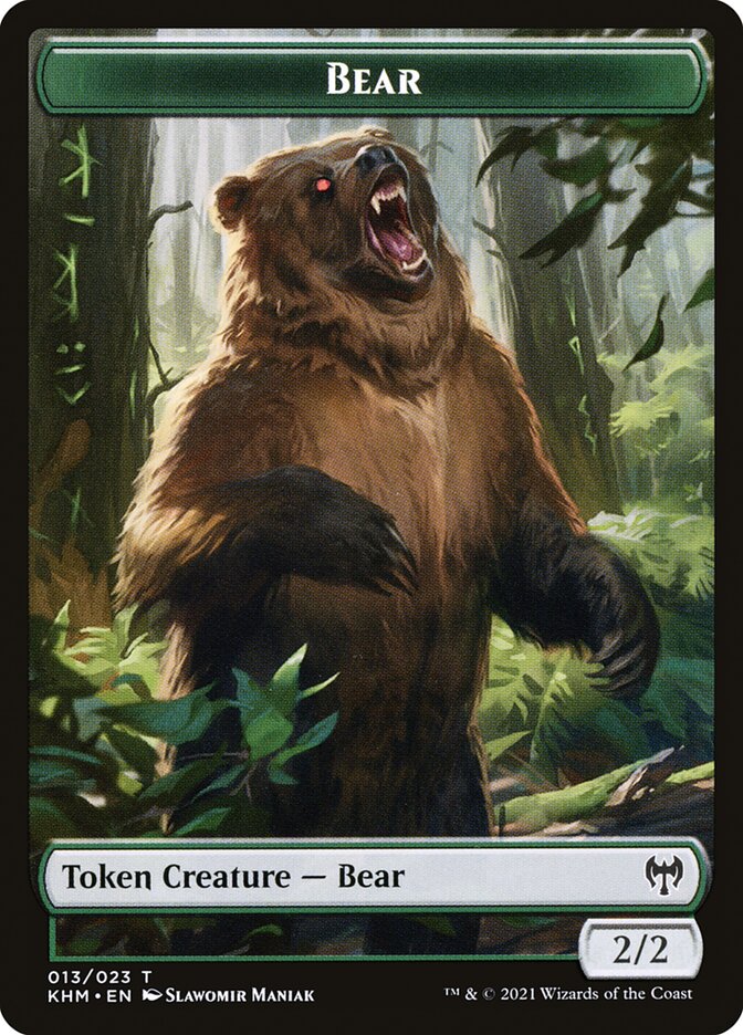 Elf Warrior // Bear Double-Sided Token [Kaldheim Tokens] Magic: The Gathering