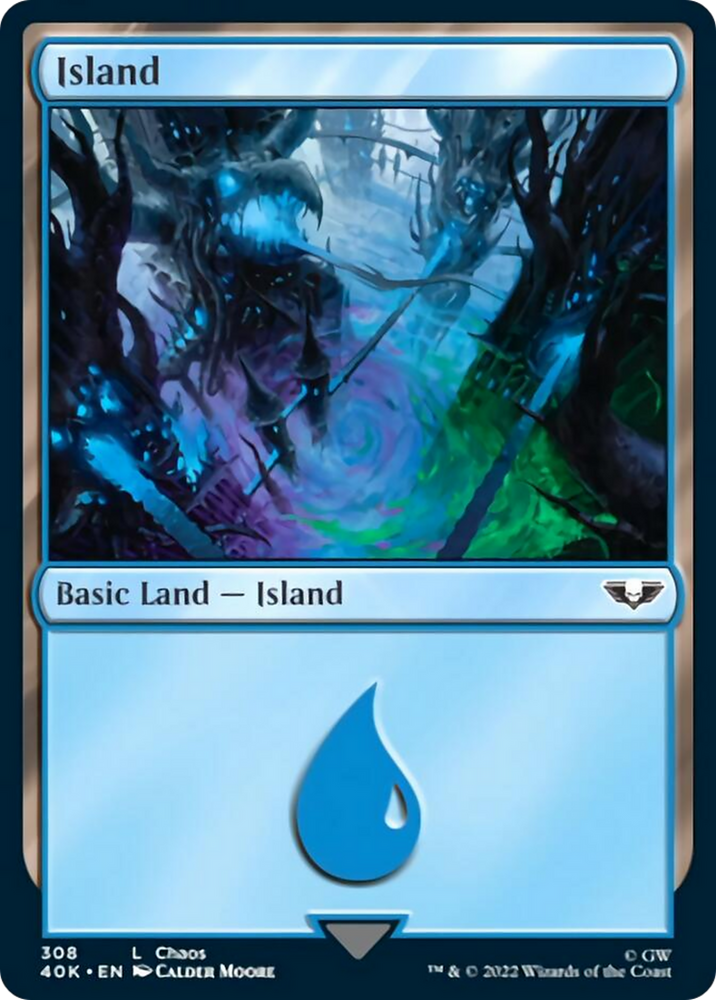 Island (308) (Surge Foil) [Warhammer 40,000] Magic: The Gathering