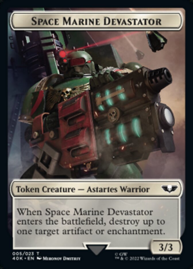 Soldier (002) // Space Marine Devastator Double-Sided Token [Warhammer 40,000 Tokens] Magic: The Gathering