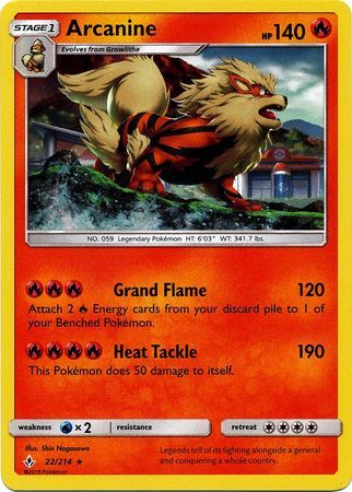 Arcanine (22/214) (Cosmos Holo) [Sun & Moon: Unbroken Bonds] Pokémon