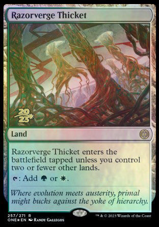 Razorverge Thicket [Phyrexia: All Will Be One Prerelease Promos] Magic: The Gathering