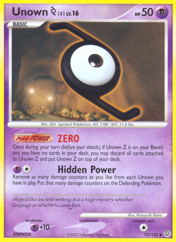 Unown Z (72/132) [Diamond & Pearl: Secret Wonders] Pokémon