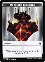 Ob Nixilis, Reignited Emblem // Zombie (010) Double-Sided Token [Commander 2019 Tokens] Magic: The Gathering
