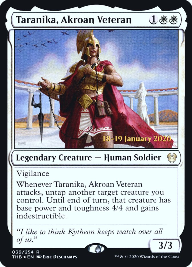 Taranika, Akroan Veteran [Theros Beyond Death Prerelease Promos] Magic: The Gathering