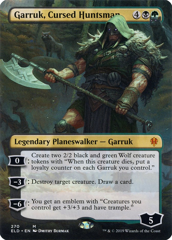 Garruk, Cursed Huntsman (Borderless) [Throne of Eldraine] Magic: The Gathering
