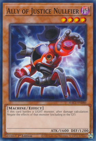 Ally of Justice Nullfier [HAC1-EN080] Common Yu-Gi-Oh!