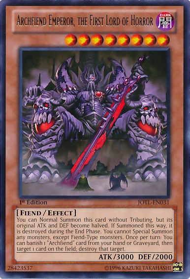 Archfiend Emperor, the First Lord of Horror [JOTL-EN031] Rare Yu-Gi-Oh!