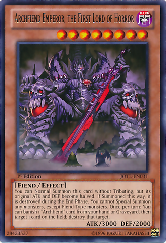Archfiend Emperor, the First Lord of Horror [JOTL-EN031] Rare Yu-Gi-Oh!