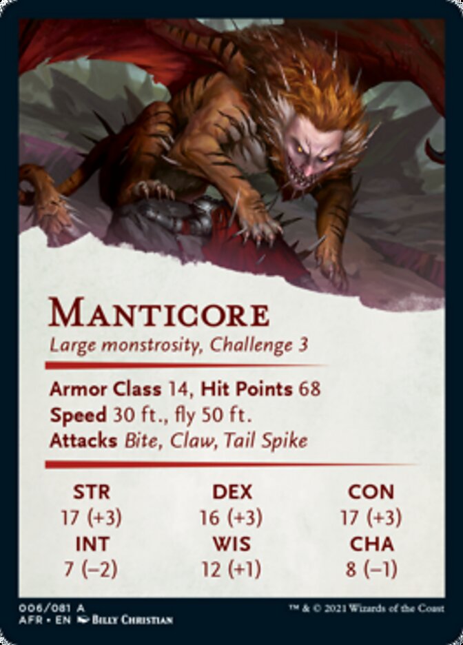 Manticore Art Card [Dungeons & Dragons: Adventures in the Forgotten Realms Art Series] Magic: The Gathering